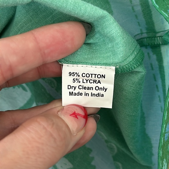 Sheridan French Green Blue Ikat Short Sleeve Top - Picture 6 of 9